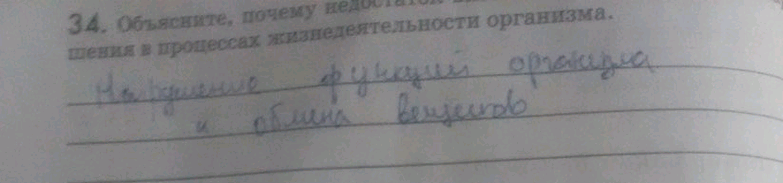 Изображение 34. Объясните, почему недостаток витаминов может вызвать нарушения в процессах жизнедеятельности организма....